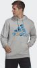 Adidas Performance fleece sporthoodie grijs melange/blauw online kopen