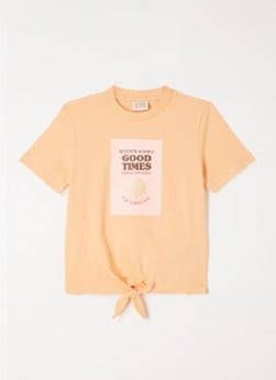 Scotch and Soda T shirts Girls Short Sleeved Knotted Artwork Shirt Oranje online kopen