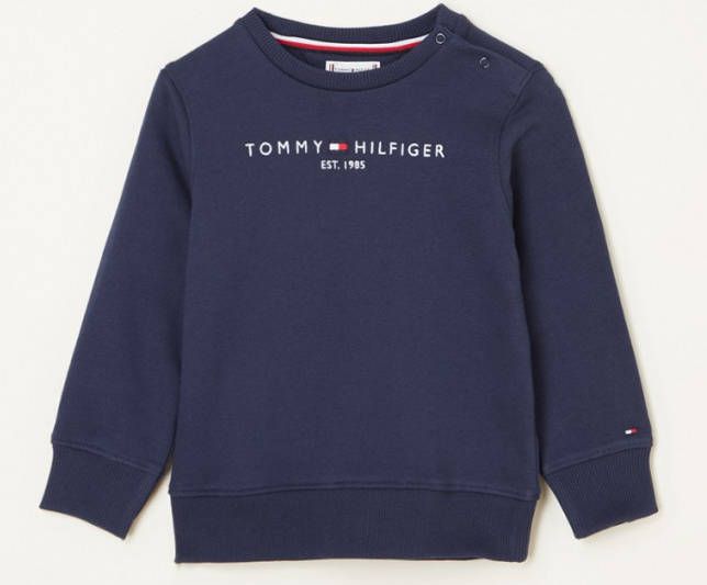 Tommy Hilfiger unisex sweater met logo donkerblauw online kopen