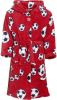 Playshoes fleece badjas Socces met voetbal dessin rood online kopen