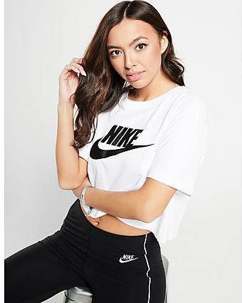 Nike Essential Futura Crop T Shirt Dames White/Black/Black Dames online kopen