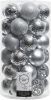 Decoris 37x Zilveren Kunststof Kerstballen 6 Cm Mix Onbreekbare Plastic Kerstballen Kerstboomversiering Zilver online kopen