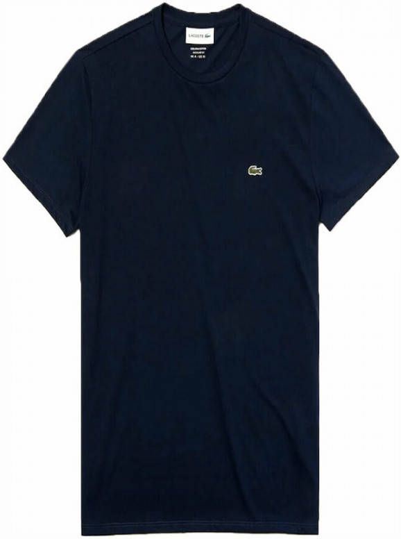 Lacoste T shirt col rond en jersey de coton pima uni , Blauw, Heren online kopen