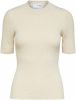 Selected Femme T shirts Darina Shortsleeve Knit O Neck Knit B Off white online kopen