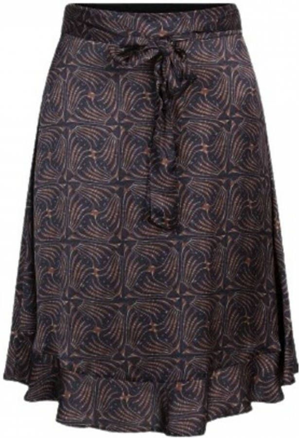Summum Woman rok met all over print en ceintuur donkerblauw/bruin online kopen