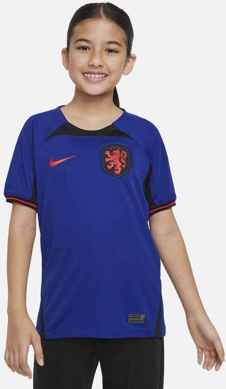 Nike Kids Nederland 2022/23 Stadium Uit Nike Dri FIT voetbalshirt voor kids Blauw online kopen