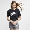 Nike Essential Futura Crop T Shirt Dames Black/White/White Dames online kopen