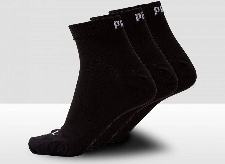 Puma Quarter Palin 3Pack Unisex Sokken Black 65% Katoen, 33% Polyamide, 2% Elastaan online kopen