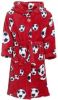 Playshoes fleece badjas Socces met voetbal dessin rood online kopen