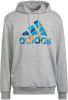 Adidas Performance fleece sporthoodie grijs melange/blauw online kopen