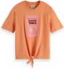 Scotch and Soda T shirts Girls Short Sleeved Knotted Artwork Shirt Oranje online kopen
