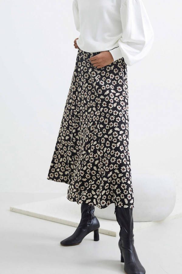 Catwalk Junkie gebloemde rok zwart/bruin/lichtgeel online kopen