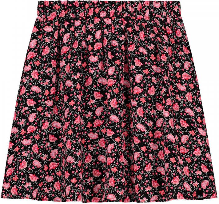 NIK&NIK gebloemde rok Nancy van gerecycled polyester zwart/roze online kopen
