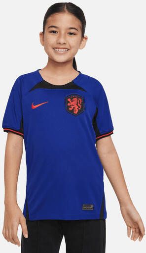 Nike Kids Nederland 2022/23 Stadium Uit Nike Dri FIT voetbalshirt voor kids Blauw online kopen