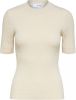 Selected Femme T shirts Darina Shortsleeve Knit O Neck Knit B Off white online kopen
